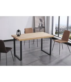 Mesa salón fija Natural roble nordish estructura negra 140 cm(ancho)80 cm(largo) 76,5 cm(alto)