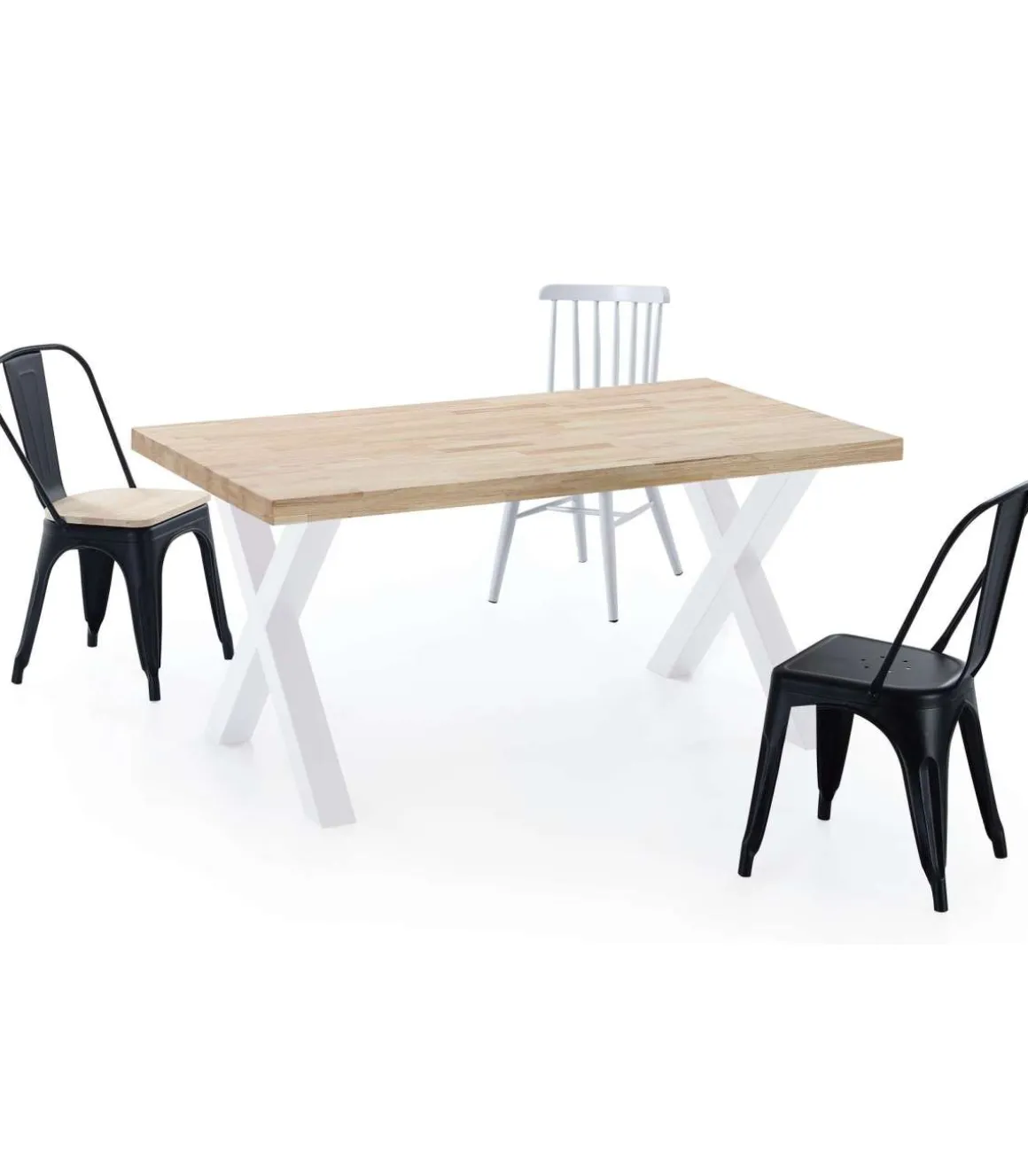 Mesa salon fija X-Loft-160 acabado roble nordish/blanco, 76 cm(alto)160 cm(ancho)90 cm(largo)