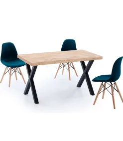 Mesa salon fija X-Loft-140 acabado roble nordish/negro, 76 cm(alto)140 cm(ancho)80 cm(largo)