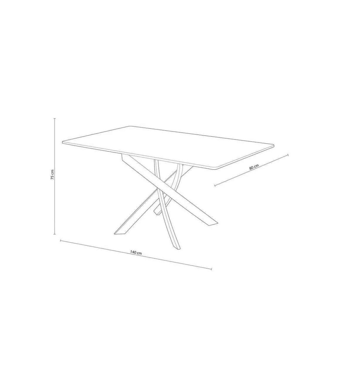 Mesa salon Zen fija roble/negro 75 cm(alto)140 cm(ancho)80 cm(largo)