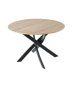 Mesa salon Zen redonda fija roble/negro 75 cm(alto)100 cm(ancho)100 cm(largo)