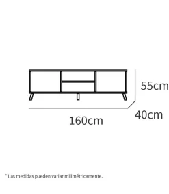 Mesa television Oslo 2 puertas y 2 huecos en acabado color roble gold, 50 cm(alto)160 cm(ancho)40 cm(largo)