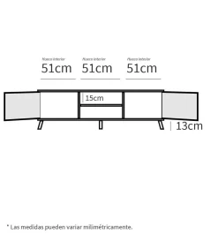 Mesa television Oslo 2 puertas y 2 huecos en acabado color roble gold, 50 cm(alto)160 cm(ancho)40 cm(largo)