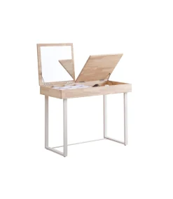 Mesa Tocador con espejo Pretty acabado roble nordish con blanco 76 cm(alto) 100 cm(largo) 56 cm(fondo)