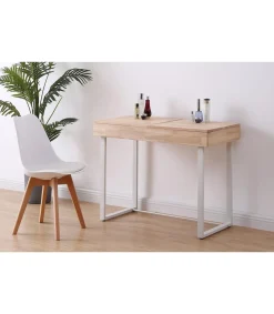 Mesa Tocador con espejo Pretty acabado roble nordish con blanco 76 cm(alto) 100 cm(largo) 56 cm(fondo)