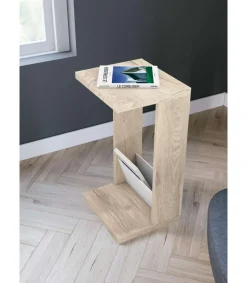 Mesa velador 553 para salón acabado roble claro/blanco, 71 cm(alto)40 cm(ancho)35 cm(largo)