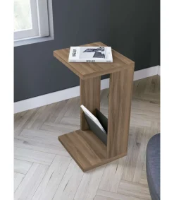 Mesa velador 553 para salón acabado nogal claro/grafito, 71 cm(alto)40 cm(ancho)35 cm(largo)