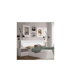 Mesita de noche con 2 cajones acabado blanco-plata, 48cm(alto) 46cm(ancho) 33cm(fondo)