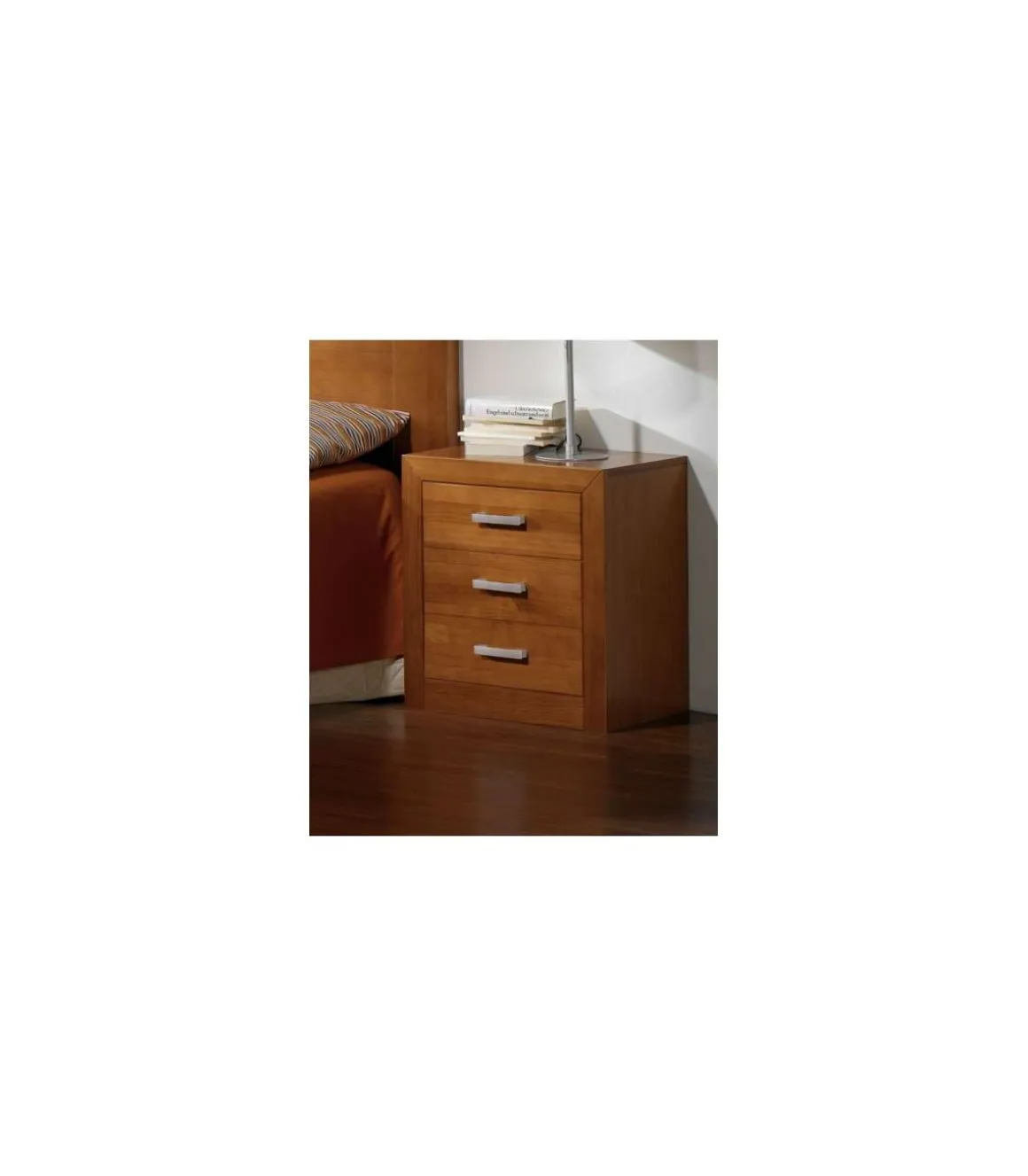 Mesita de noche dormitorio juvenil acabado madera maciza de cerezo 55cm(alto) 50cm(ancho) 35cm(fondo).
