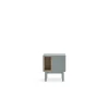 Mesita de noche para dormitorio modelo Corvo 1 hueco 2 cajones acabado gris perla, 35cm(ancho) 55cm(alto) 48cm (largo)