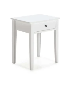 Mesita de noche para dormitorio modelo Barton, 1 cajón acabado blanco, 36.4cm(ancho) 55cm(alto) 46cm(largo)