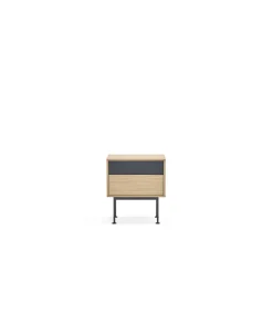 Mesita de noche para dormitorio modelo Yoko 2 cajones acabado roble/antracita, 35cm(ancho) 54cm(alto) 52cm (largo)