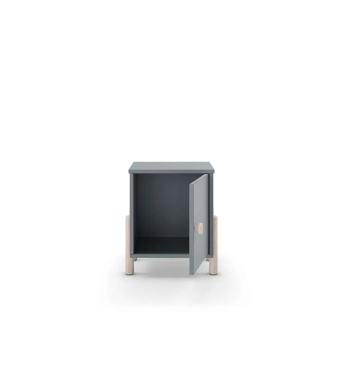 Mesita de noche para dormitorio Emma 1 puerta acabado verde kaki/cera blanca, 39.4cm(ancho) 47cm(alto) 30cm (fondo)