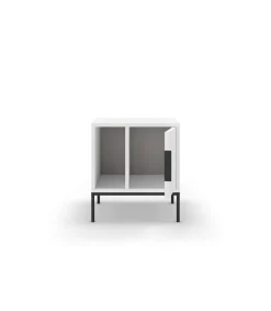 Mesita de noche para dormitorio Md-Leo 1 puerta, 1 hueco acabado blanco/negro, 45cm(ancho) 50cm(alto) 35cm(fondo).