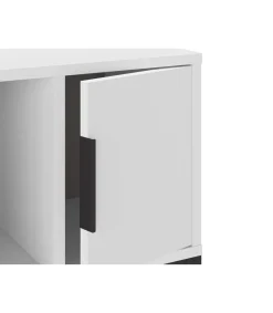 Mesita de noche para dormitorio Md-Leo 1 puerta, 1 hueco acabado blanco/negro, 45cm(ancho) 50cm(alto) 35cm(fondo).