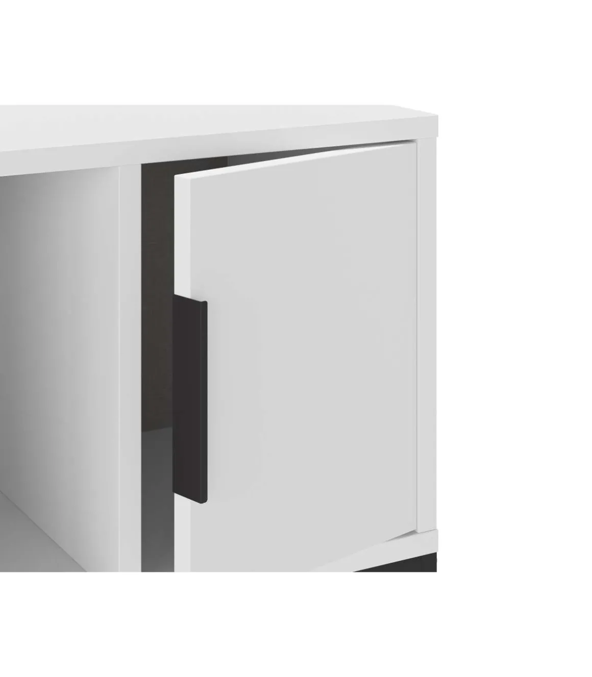 Mesita de noche para dormitorio Md-Leo 1 puerta, 1 hueco acabado blanco/negro, 45cm(ancho) 50cm(alto) 35cm(fondo).
