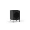 Mesita de noche para dormitorio Dora 1 puerta acabado en metal negro, 40cm(ancho) 60cm(alto) 35cm(fondo).