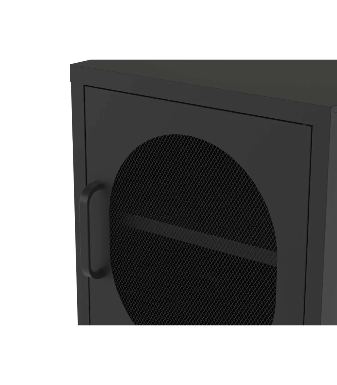 Mesita de noche para dormitorio Dora 1 puerta acabado en metal negro, 40cm(ancho) 60cm(alto) 35cm(fondo).