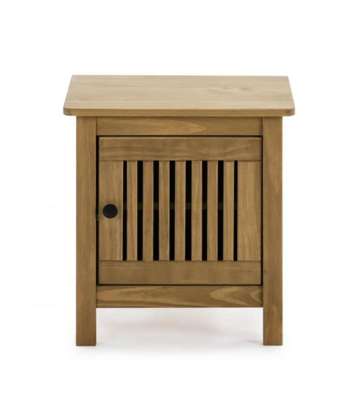 Mesita de noche 1 puerta acabado natural modelo Luna, 46 cm(ancho) 49.5 cm(alto) 35 cm (fondo)