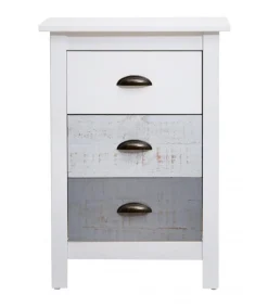 Mesita modelo Amor 3 cajones acabado blanco, 46 cm (Ancho) 35 cm (Fondo) 65 cm (Alto