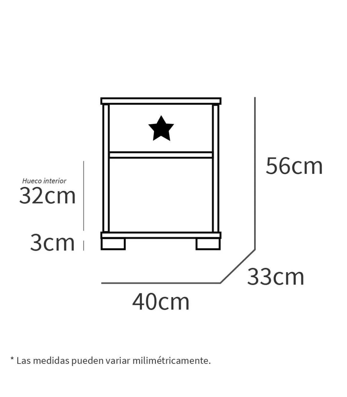 Mesita Sweet en acabado blanco atlas, 56 cm(alto)40 cm(ancho)33 cm(fondo)