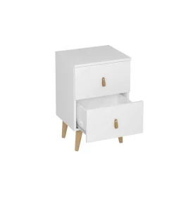 Mesita Tokio con 2 cajones en blanco. 61 cm(alto), 40 cm(ancho), 34 cm(fondo)