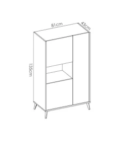 Modulo alto tres puertas para salon o cocina Cazalilla en natural-blanco 135 cm(alto)81 cm(ancho)43 cm(largo)