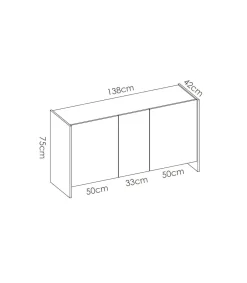 Mueble aparador Aldeaquemada 3 puertas 76 cm(alto)138 cm(ancho) 42 cm(largo)