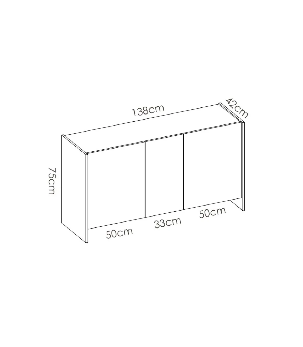 Mueble aparador Aldeaquemada 3 puertas 76 cm(alto)138 cm(ancho) 42 cm(largo)