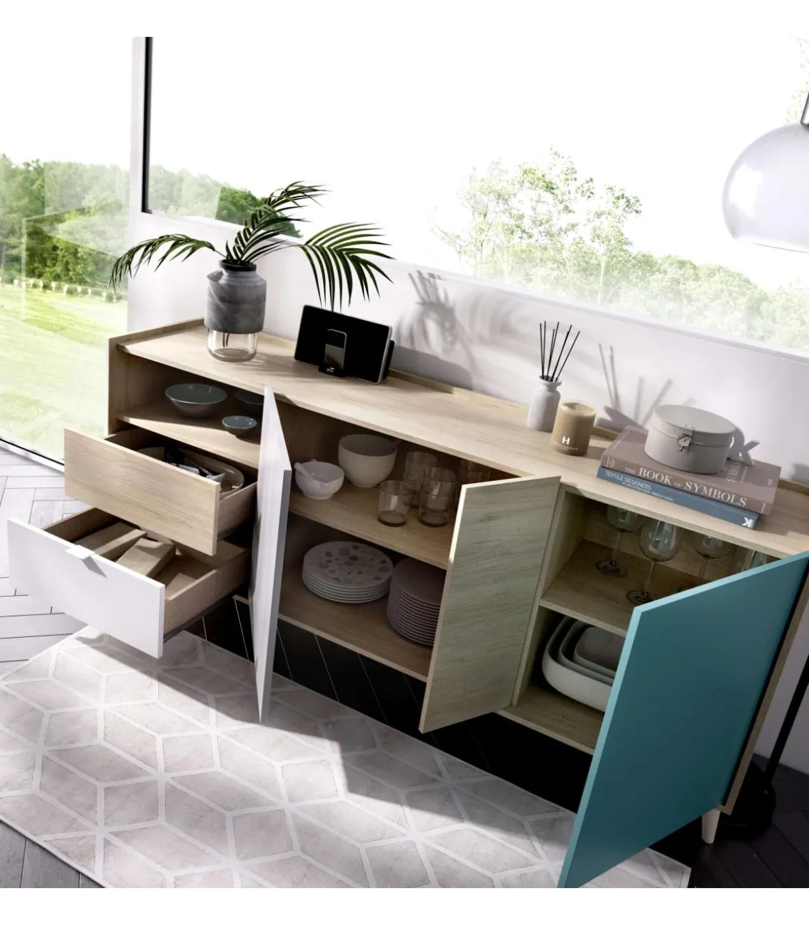 Mueble aparador La Iruela 3 puertas 2 cajones 75 cm(lato)180 cm(ancho)43 cm(largo)