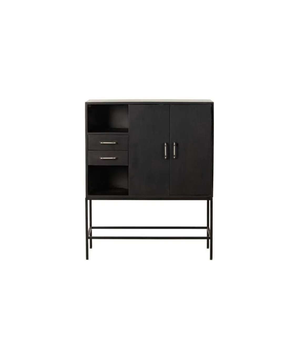 Mueble aparador Md-Orgiba 2 puertas, 2 cajones acabado negro, 80cm(ancho) 99cm(altura) 40cm(fondo)