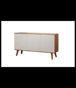 Mueble aparador Md-Tania 3 puertas acabado blanco/roble, 150cm(ancho) 80cm(altura) 43cm(fondo)