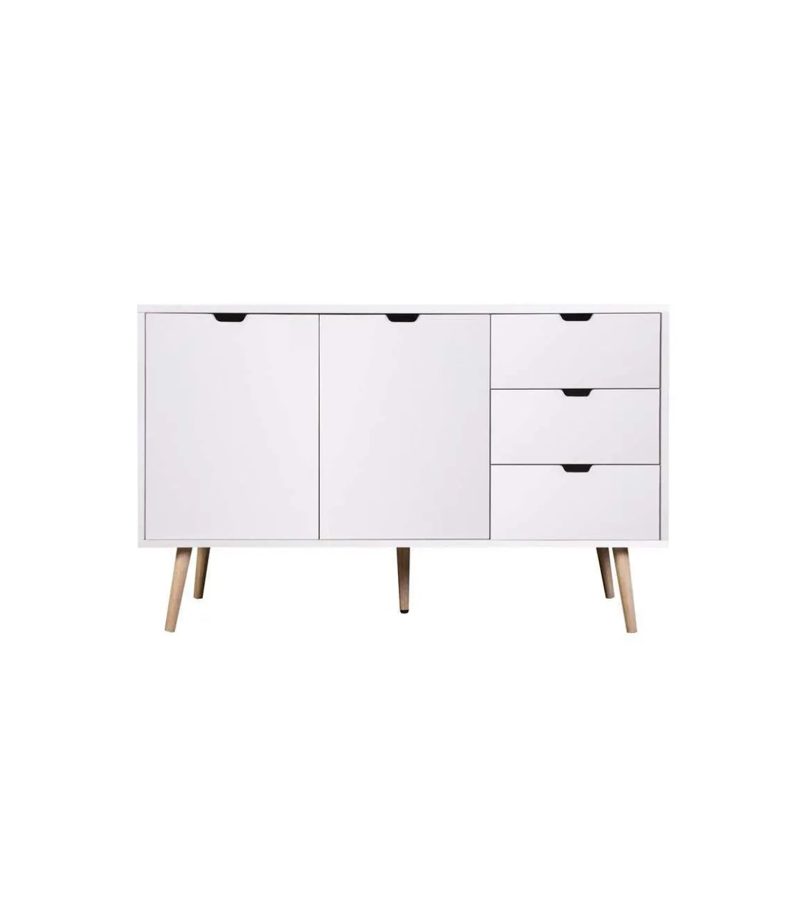 Mueble aparador Md-Tiano 2 puertas, 3 cajones acabado blanco, 120cm(ancho) 75cm(altura) 39cm(fondo)