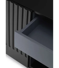 Mueble aparador modelo Doric 3 puertas 3 cajones interiores acabado negro, 46cm(ancho) 70cm(alto) 150cm (largo)