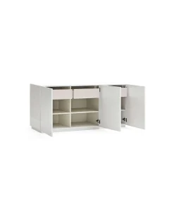 Mueble aparador modelo Doric 3 puertas 3 cajones interiores acabado blanco, 46cm(ancho) 70cm(alto) 150cm (largo)