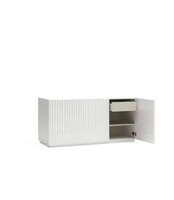 Mueble aparador modelo Doric 3 puertas 3 cajones interiores acabado blanco, 46cm(ancho) 70cm(alto) 150cm (largo)