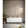 Mueble aparador modelo Sierra 4 puertas 3 cajones interiores acabado blanco, 47cm(ancho) 80cm(alto) 211cm (largo)