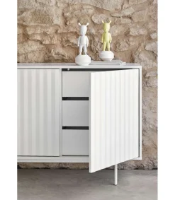 Mueble aparador modelo Sierra 4 puertas 3 cajones interiores acabado blanco, 47cm(ancho) 80cm(alto) 211cm (largo)