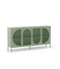 Mueble aparador modelo Toledo 4 puertas acabado metal verde menta, 160cm(ancho) 90cm(alto) 40cm (largo)