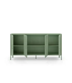 Mueble aparador modelo Toledo 4 puertas acabado metal verde menta, 160cm(ancho) 90cm(alto) 40cm (largo)