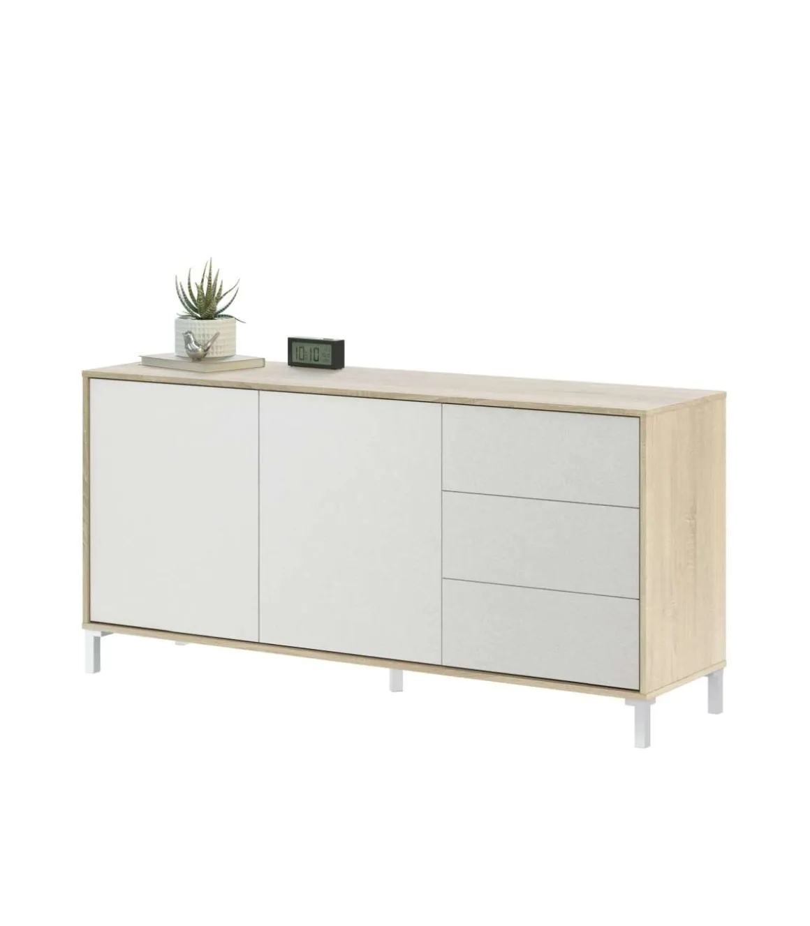 Mueble Aparador Nabur Roble Canadian y Blanco Artik 154 cm (Ancho) x 74 cm (Alto) x 41 cm (Fondo)
