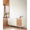 Mueble aparador para comedor modelo Sierra 2 puertas 4 cajones acabado blanco/roble, 47cm(ancho) 79.6cm(alto) 159.5cm (largo)