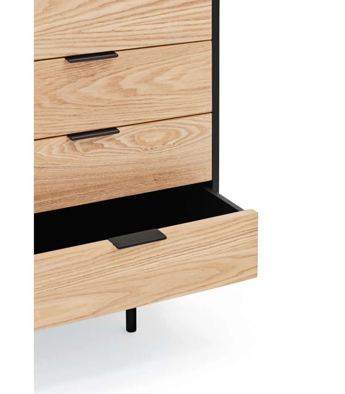 Mueble aparador para comedor modelo Sierra 2 puertas 4 cajones acabado negro/roble, 47cm(ancho) 79.6cm(alto) 159.5cm (largo)