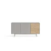Mueble aparador para comedor modelo Sierra 2 puertas 4 cajones acabado gris/roble, 47cm(ancho) 79.6cm(alto) 159.5cm (largo)