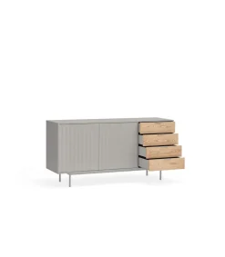 Mueble aparador para comedor modelo Sierra 2 puertas 4 cajones acabado gris/roble, 47cm(ancho) 79.6cm(alto) 159.5cm (largo)