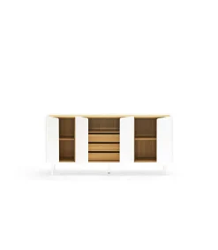 Mueble aparador para comedor modelo Arista 4 puertas acabado blanco, 40cm(ancho) 78cm(alto) 165cm (largo)