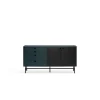 Mueble aparador para comedor modelo Punto 2 puertas 4 cajones acabado azul/negro, 47cm(ancho) 77cm(alto) 150cm (largo)