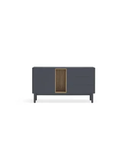 Mueble aparador para comedor modelo Corvo 1 puerta 3 cajones acabado antracita, 136.8cm(ancho) 76cm(alto) 40cm (fondo)