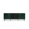 Mueble aparador para comedor modelo Punto 2 puertas 8 cajones acabado verde/negro, 47cm(ancho) 77cm(alto) 212cm (largo)