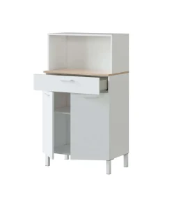 Mueble auxiliar María para microondas un cajón y dos puertas en acabado blanco 126 cm (alto) 72 cm (ancho) 40 cm(largo)